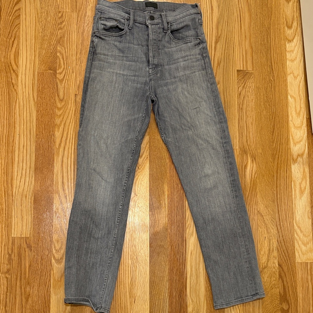 MOTHER Straight Leg Jeans in Classic Gray